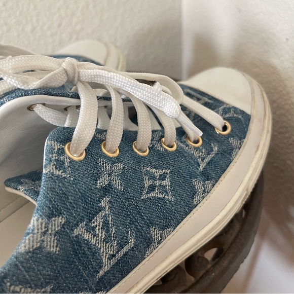 LOUIS VUITTON LV Stellar Low Top Denim Blue Lace Front Sneaker - Picture 8 of 9